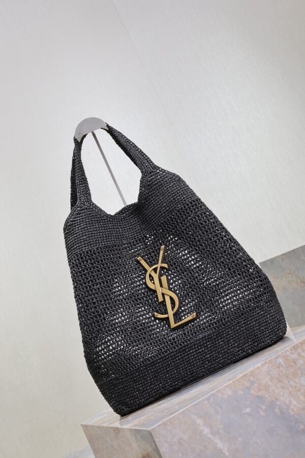 sy_no_C940E565DB07E2C68F621837FA5A1E67_8 Saint Laurent Icare Large Woven Raffia Tote – Black