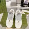 Gucci Screener Crystal Embellished White Leather Sneaker with Silver Web Stripe