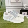 Gucci Screener Crystal Embellished White Leather Sneaker with Silver Web Stripe