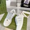 Gucci Screener Crystal Embellished White Leather Sneaker with Silver Web Stripe