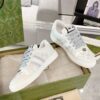 Gucci Screener Crystal Embellished White Leather Sneaker with Silver Web Stripe