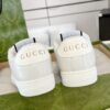 Gucci Screener Crystal Embellished White Leather Sneaker with Silver Web Stripe