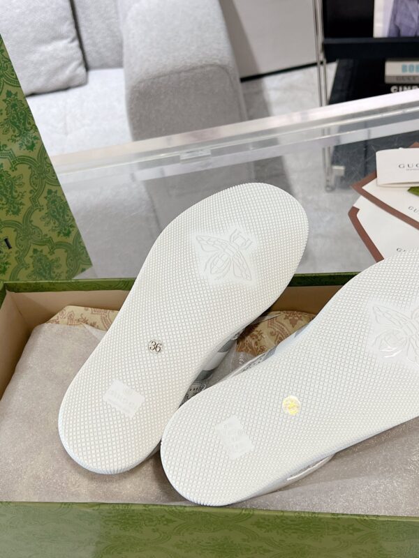 Gucci Screener Crystal Embellished White Leather Sneaker with Silver Web Stripe