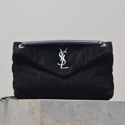 YSL Loulou 29cm Shoulder Bag – Black Suede