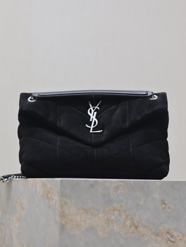 sy_no_C9D95C6A5CD4F741A7D8AC1C333305BA_0 YSL Loulou 29cm Shoulder Bag – Black Suede