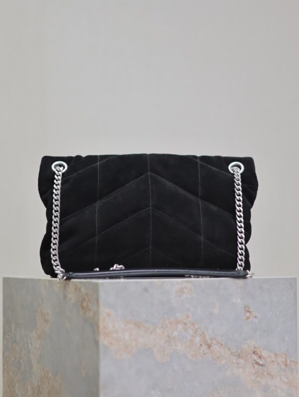 sy_no_C9D95C6A5CD4F741A7D8AC1C333305BA_5 YSL Loulou 29cm Shoulder Bag – Black Suede