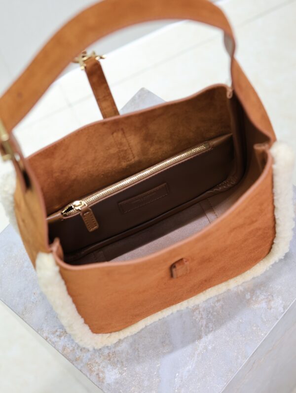 sy_no_CA7C9B1FF7384142BFFD26D05239AC32_6 YSL Le 5 À 7 Shoulder Bag – Mustard Suede with Shearling