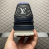 sy_no_CAA2D129AAF4D291293FFEFBFD12BF41_1 Navy Vertical-Stripe Velvet Trainer Sneakers