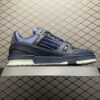 sy_no_CAA2D129AAF4D291293FFEFBFD12BF41_2 Navy Vertical-Stripe Velvet Trainer Sneakers