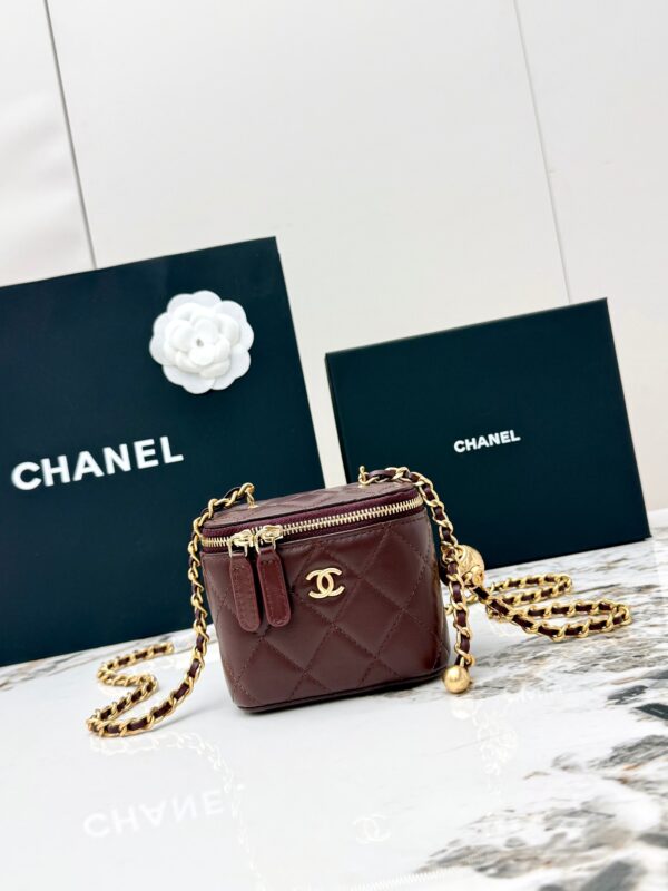 Chanel 21C Mini Vanity Bag – Lambskin Leather with Adjustable Gold Ball Chain
