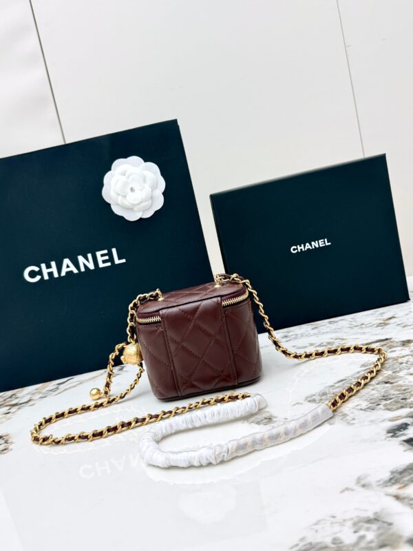 Chanel 21C Mini Vanity Bag – Lambskin Leather with Adjustable Gold Ball Chain