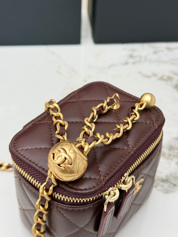 Chanel 21C Mini Vanity Bag – Lambskin Leather with Adjustable Gold Ball Chain