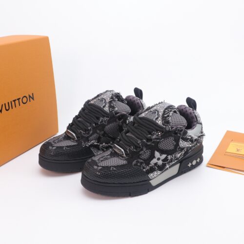Louis Vuitton LV Skate Black Rhinestone & Frayed Denim Special Edition Sneakers