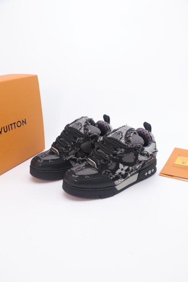 Louis Vuitton LV Skate Black Rhinestone & Frayed Denim Special Edition Sneakers