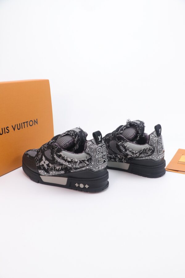 Louis Vuitton LV Skate Black Rhinestone & Frayed Denim Special Edition Sneakers