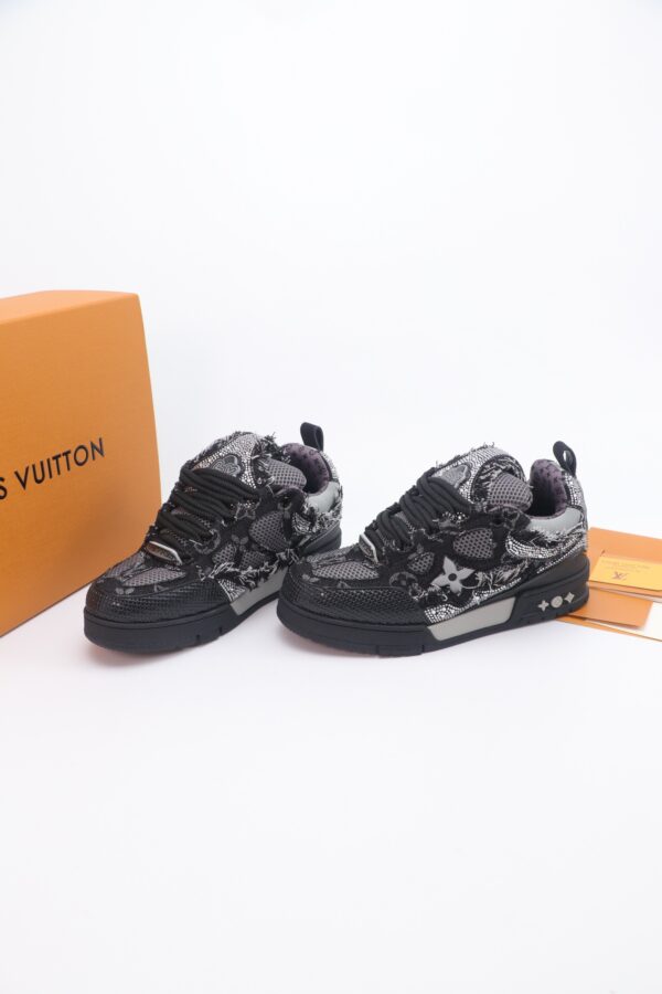 Louis Vuitton LV Skate Black Rhinestone & Frayed Denim Special Edition Sneakers