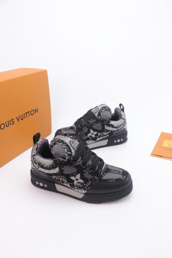 Louis Vuitton LV Skate Black Rhinestone & Frayed Denim Special Edition Sneakers