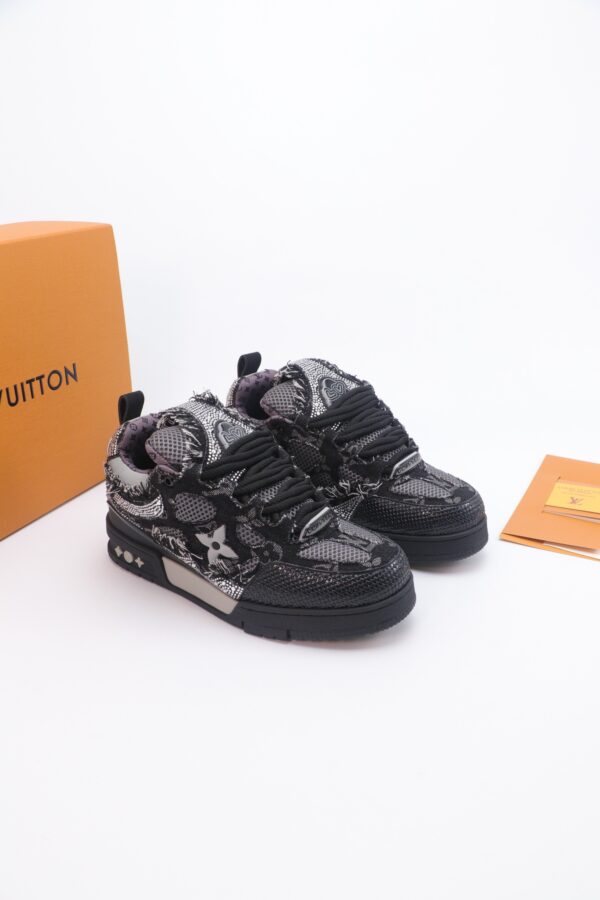 Louis Vuitton LV Skate Black Rhinestone & Frayed Denim Special Edition Sneakers