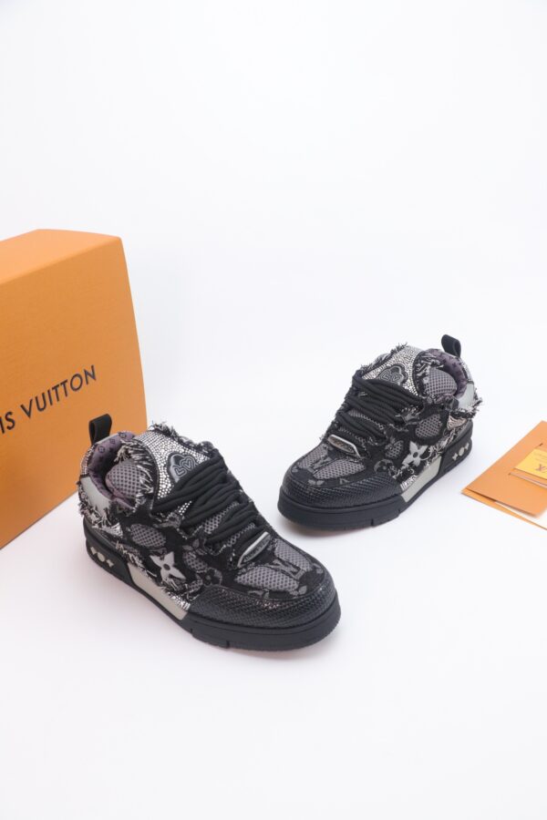 Louis Vuitton LV Skate Black Rhinestone & Frayed Denim Special Edition Sneakers