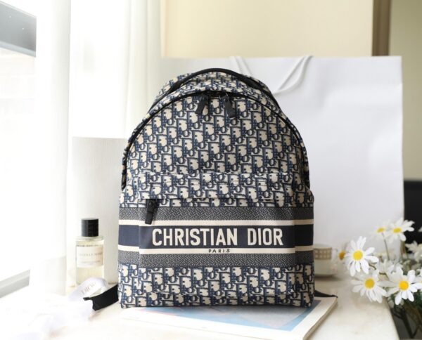 DiorTravel Oblique Embroidered Backpack – Blue