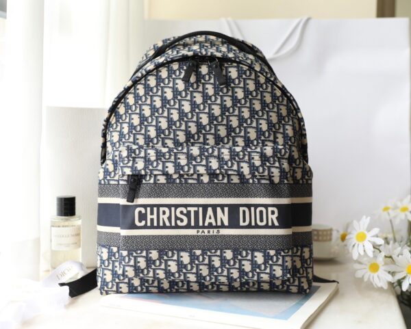 DiorTravel Oblique Embroidered Backpack – Blue