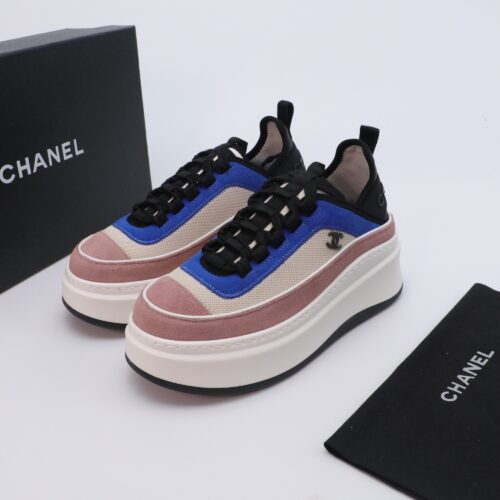 Dusty Pink & Royal Blue Platform Chunky Sneakers