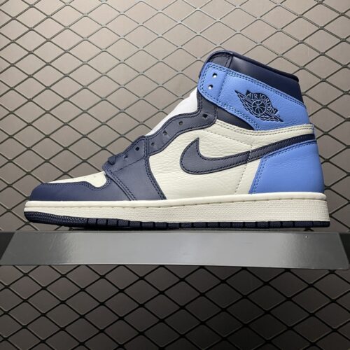 Obsidian Blue & White High-Top Retro Basketball Sneakers