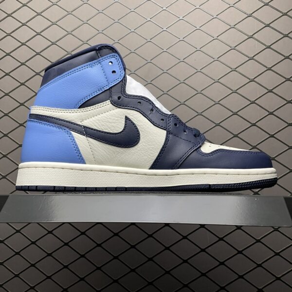 Obsidian Blue & White High-Top Retro Basketball Sneakers