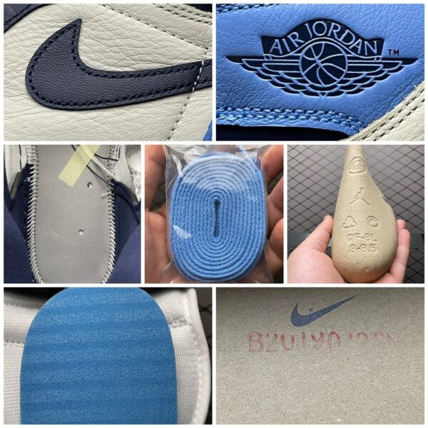 Obsidian Blue & White High-Top Retro Basketball Sneakers