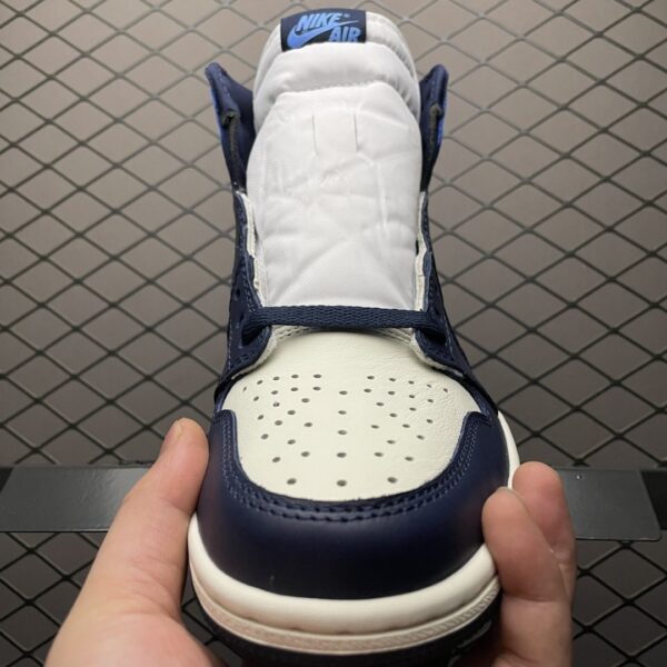 Obsidian Blue & White High-Top Retro Basketball Sneakers