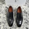 Black Venezia Leather Apron-Toe Derby Shoes