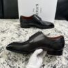Black Venezia Leather Apron-Toe Derby Shoes