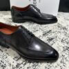 Black Venezia Leather Apron-Toe Derby Shoes