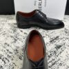 Black Venezia Leather Apron-Toe Derby Shoes