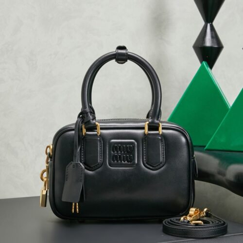 sy_no_D03C03934D934462141AD8A24D118F9C_0 Miu Miu "Too Pretty" Bowling Bag – Small Leather Handbag / Crossbody Bag