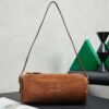 sy_no_D078A6160FCF43D26ADDC0824600867C_0 Caramel Brown Suede Cylindrical Underarm Shoulder Bag