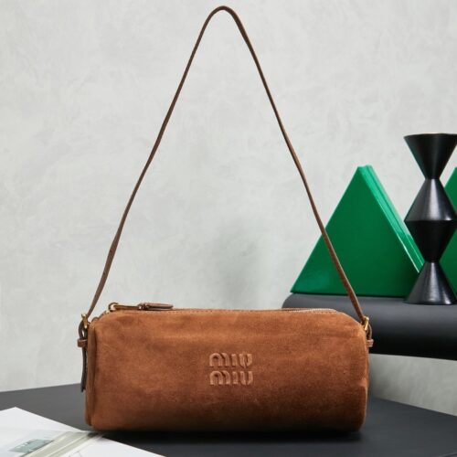 sy_no_D078A6160FCF43D26ADDC0824600867C_0 Caramel Brown Suede Cylindrical Underarm Shoulder Bag