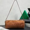 sy_no_D078A6160FCF43D26ADDC0824600867C_1 Caramel Brown Suede Cylindrical Underarm Shoulder Bag