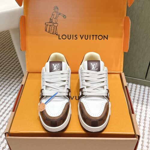 sy_no_D0B3CCA4AC486665965394F3870CA751_0 Louis Vuitton LV Trainer Brown & White Damier Ebene Sneakers
