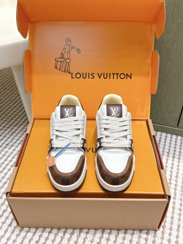 sy_no_D0B3CCA4AC486665965394F3870CA751_0 Louis Vuitton LV Trainer Brown & White Damier Ebene Sneakers