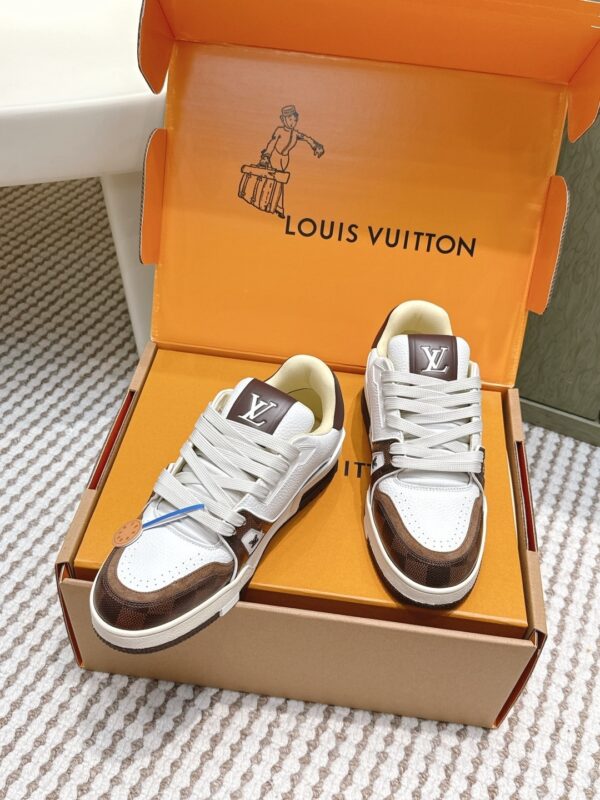 sy_no_D0B3CCA4AC486665965394F3870CA751_2 Louis Vuitton LV Trainer Brown & White Damier Ebene Sneakers