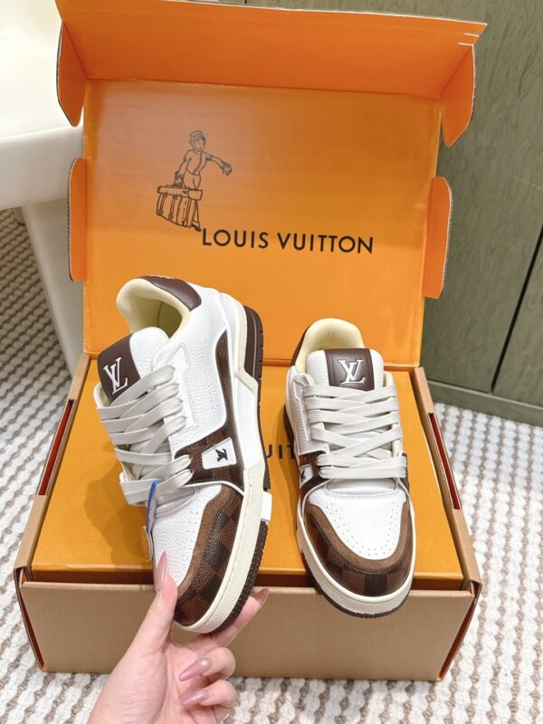 sy_no_D0B3CCA4AC486665965394F3870CA751_3 Louis Vuitton LV Trainer Brown & White Damier Ebene Sneakers