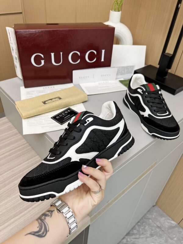 Black & White Monogram Retro Sneakers