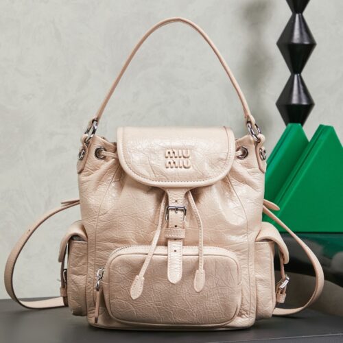 sy_no_D19B48BF0E4FDF3E83533336453B714D_0 Miu Miu Medium Calfskin Backpack/Crossbody/Handbag with Crackled Finish