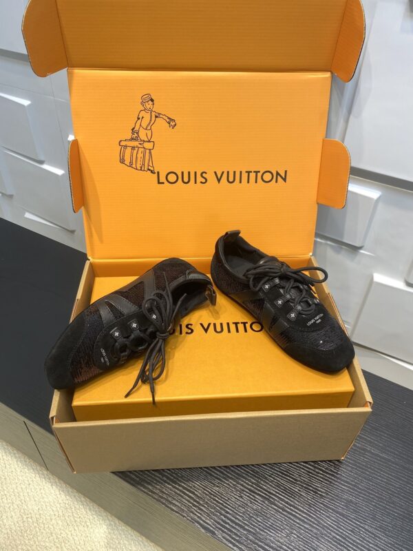 sy_no_D1A6D8466A93746B7A6E7FD6E0A545A7_1 Louis Vuitton Sneakerina Triple Black Sequin Monogram & Black Suede Thin-Sole Sneakers