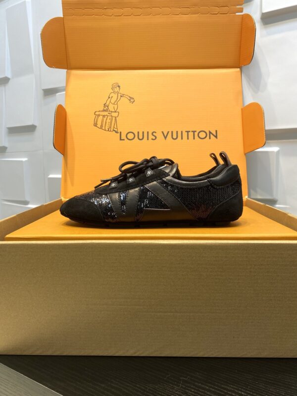 sy_no_D1A6D8466A93746B7A6E7FD6E0A545A7_4 Louis Vuitton Sneakerina Triple Black Sequin Monogram & Black Suede Thin-Sole Sneakers