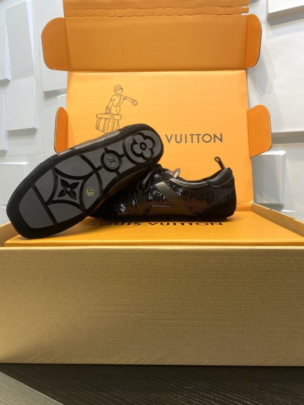 sy_no_D1A6D8466A93746B7A6E7FD6E0A545A7_5 Louis Vuitton Sneakerina Triple Black Sequin Monogram & Black Suede Thin-Sole Sneakers