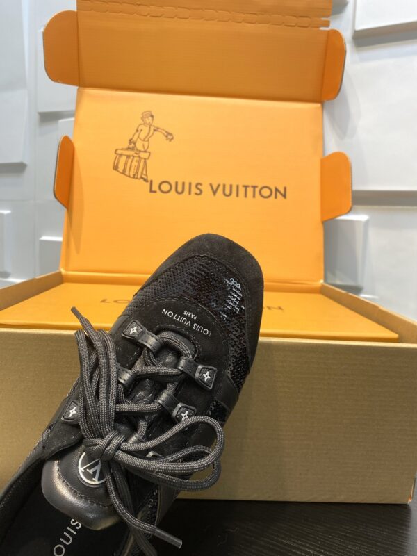 sy_no_D1A6D8466A93746B7A6E7FD6E0A545A7_6 Louis Vuitton Sneakerina Triple Black Sequin Monogram & Black Suede Thin-Sole Sneakers