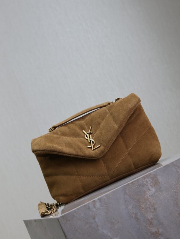 sy_no_D238128E13AD8870CF625507563ECEAF_1 YSL Loulou Mini Double-Chain Bag – Mustard Yellow Suede