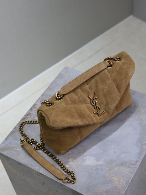 sy_no_D238128E13AD8870CF625507563ECEAF_3 YSL Loulou Mini Double-Chain Bag – Mustard Yellow Suede
